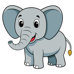 Fototapeta premium 2D African Elephant cartoon character vector icon illustration on white background