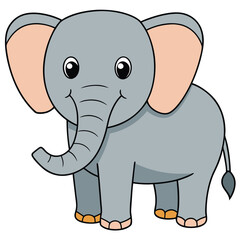 Naklejka premium 2D African Elephant cartoon character vector icon illustration on white background