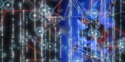 Neural network 3D illustration. Big data and cybersecurity