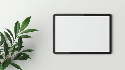 Modern Tablet Mockup with Green Leaves