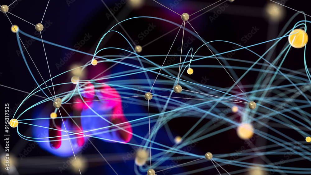Poster conference digital network and data concept 3d