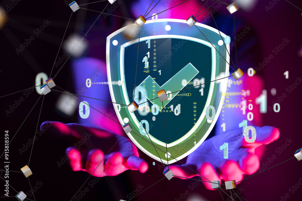 Aufkleber Cybersecurity and information or network protection. Future technology web