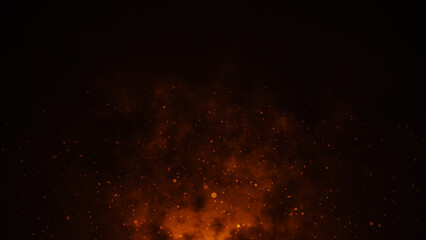 Fire particles and smoke, abstract glowing embers, campfire heat, abstract background