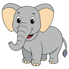 Fototapeta premium 2D African Elephant cartoon character vector icon illustration on white background