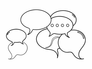 continuous single line drawing of speech bubbles, line art vector illustration