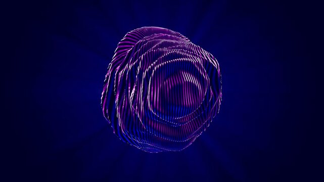 3d animation of abstract sphere with deforming synth waves or waveform music visualizer sphere with moving ripples and detailed distortions. 