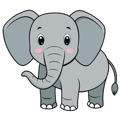 Naklejka premium 2D African Elephant cartoon character vector icon illustration on white background