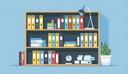 Efficient Document Organization, Illustrate the concept of efficient document management with an image featuring neatly arranged files and folders, design