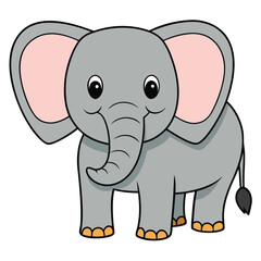 Naklejka premium 2D African Elephant cartoon character vector icon illustration on white background