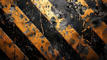 Obraz premium Gold and Black Grunge Background with Diagonal Stripes