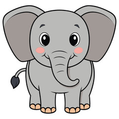 Fototapeta premium 2D African Elephant cartoon character vector icon illustration on white background