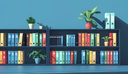 Fototapeta premium Efficient Document Organization, Illustrate the concept of efficient document management with an image featuring neatly arranged files and folders, design