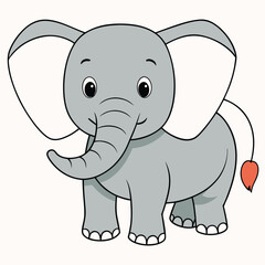 Obraz premium 2D African Elephant cartoon character vector icon illustration on white background