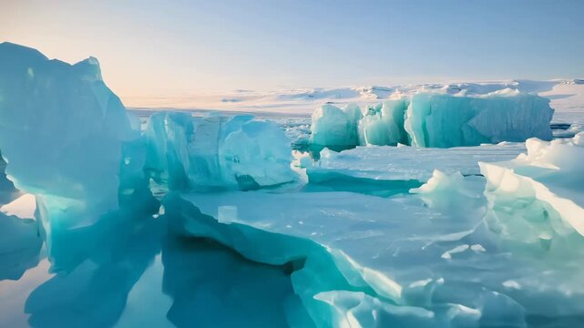 Flight Over Arctic Icebergs