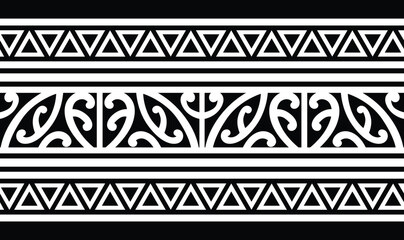 Polynesian tattoo tribal band design. Samoan tattoo tribal border. Decorative seamless pattern.