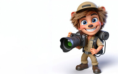3D anime Character Photographer for world photography day theme background