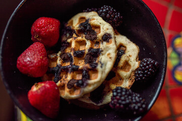 gluten free vegan waffles with fruit