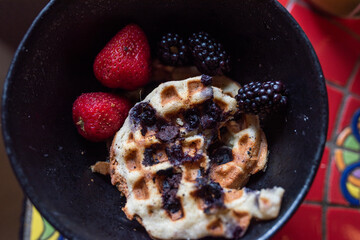 gluten free waffle with fruit