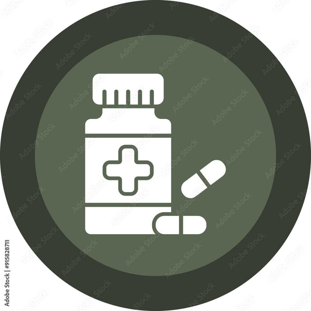 Sticker Antibiotic Glyph Circle Icon