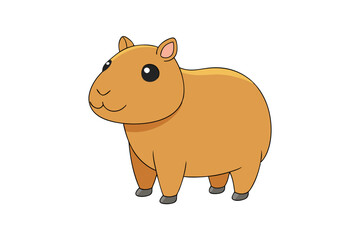Fototapeta premium Capybara Vector Illustration | Linocut, Kawaii, Cartoon, Clipart & Line Art Design
