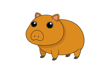 Capybara Vector Illustration | Linocut, Kawaii, Cartoon, Clipart & Line Art Design