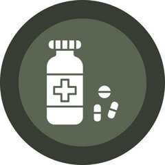 Pills Bottle Glyph Circle Icon