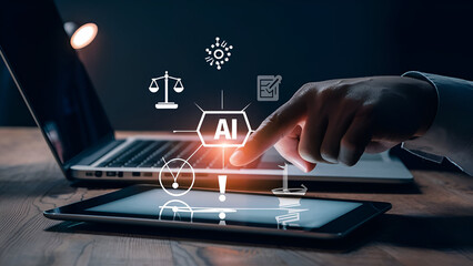 AI laws and regulations concept, artificial Intelligence technology governance, compliance, regulation, business policy and responsibility, Ai legal standards and ethics policy