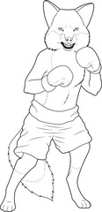 Fox Boxer Boxing gloves Boxing Animal Vector Graphic Art Illustration