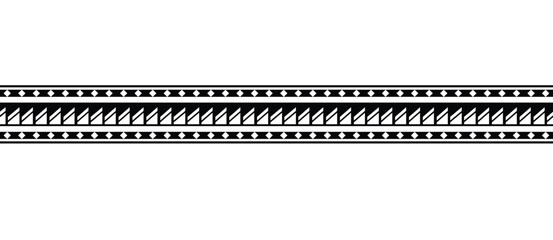 Polynesian tattoo design tribal border. Tribal design ethnic ornament maori band. Samoan Tattoo ribbon sleeve bracelet. Fabric seamless isolated hawaiian armband pattern on white background.
