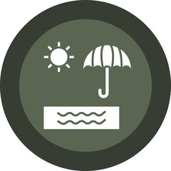 Beach Glyph Circle Icon