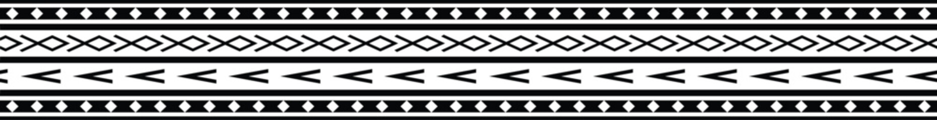 Polynesian tattoo tribal band design. Samoan tattoo tribal border. Decorative seamless pattern.
