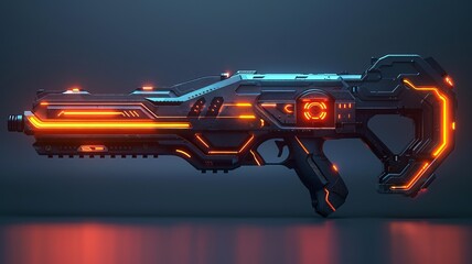 Futuristic Science Fiction Weapon Design featuring Striking and Colorful Neon Accents