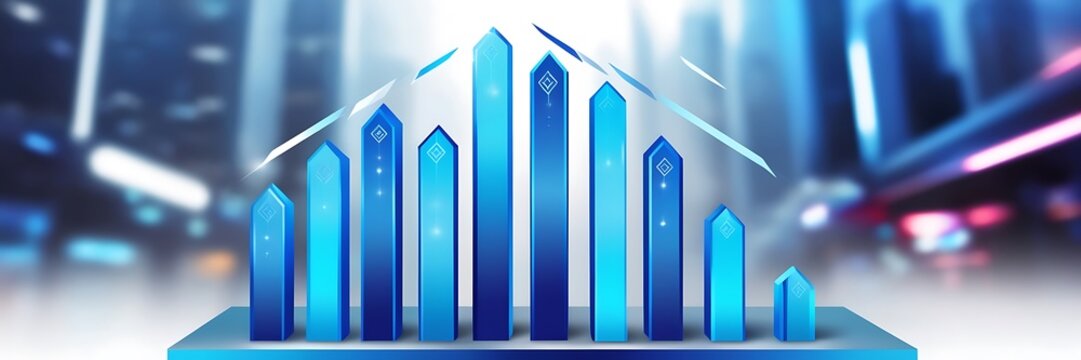 Financial Analysis Background Currency and Exchange, blue bar resting on a stocks and shares graph representing investment,