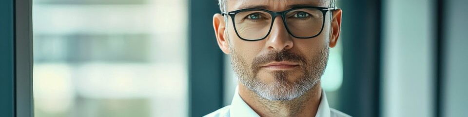 Fototapeta premium a man in a white shirt and glasses. Selective focus