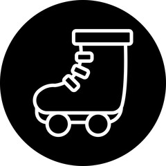 Roller Skates Vector Line White Circle Black