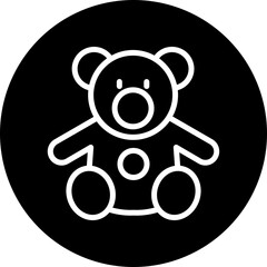 Teddy Bear Vector Line White Circle Black