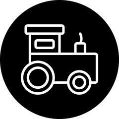 Toy Tractor Vector Line White Circle Black