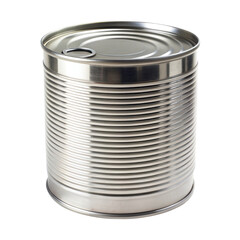 A shiny metal can with a smooth surface, ideal for packaging and storage of various food items or liquids.