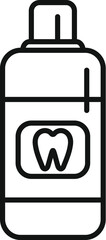 Line art icon of a mouthwash bottle, emphasizing the importance of dental care and fresh breath