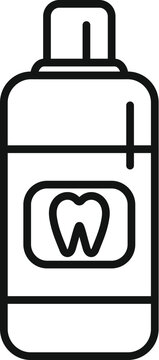 recommend clip art: Line art icon of a mouthwash bottle, emphasizing the importance of dental care and fresh breath