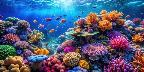 A stunning close-up photo of colorful coral and marine life underwater, Coral, Underwater, Marine Life, Colors, Ocean