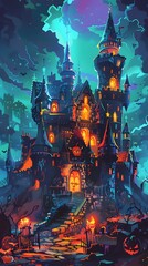Obraz premium Castle place for Halloween party, All kinds of party supplies Halloween, Happy Halloween