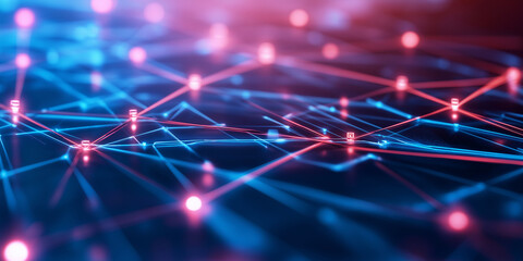 Obraz premium An abstract representation of a data network with glowing nodes and connections