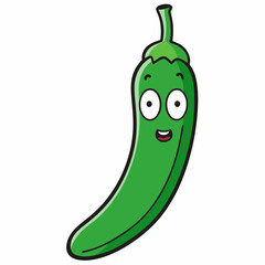 Green chilli art vector illustration