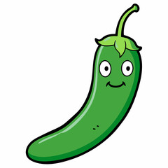 Green chilli art vector illustration