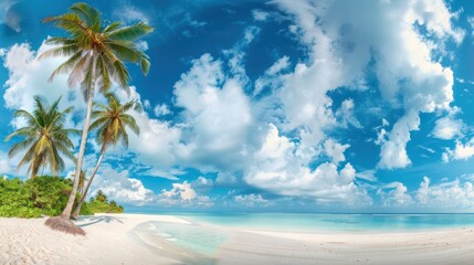 Fototapeta premium Tropical Paradise Beach with Palm Trees