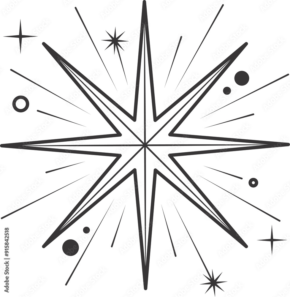 Poster line icon of stars. sparks and shiny elements. abstract glitter symbol with light effect. minimal y2