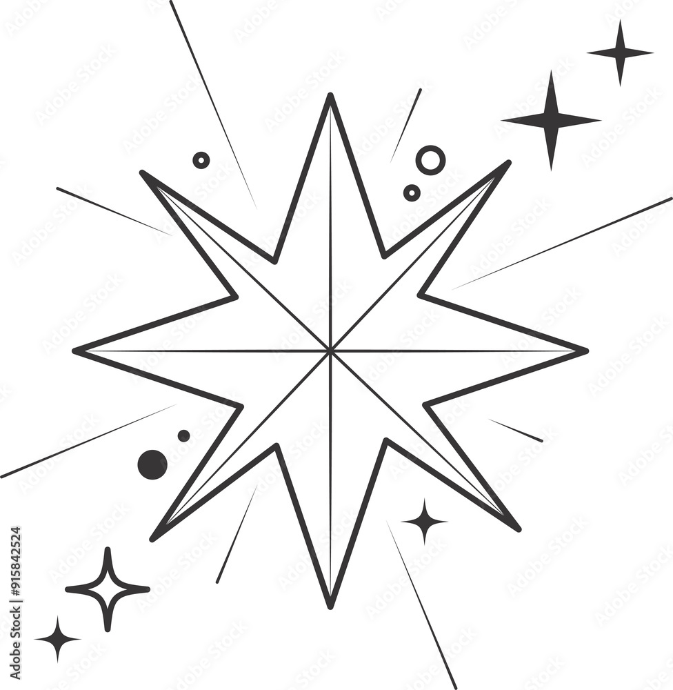 Poster line icon of stars. sparks and shiny elements. abstract glitter symbol with light effect. minimal y2