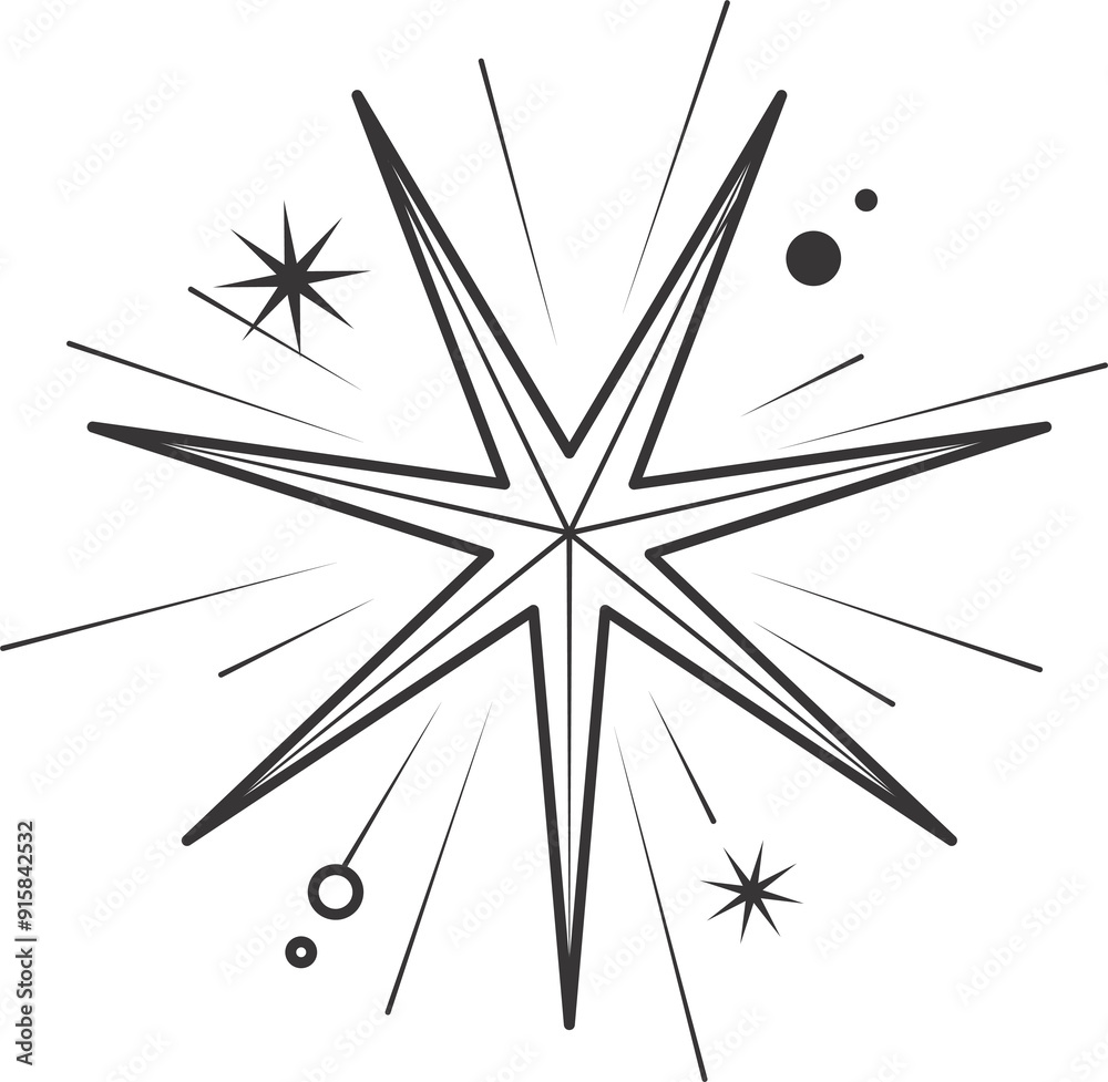 Poster line icon of stars. sparks and shiny elements. abstract glitter symbol with light effect. minimal y2