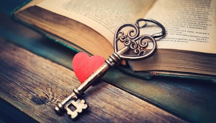 book with key and heart